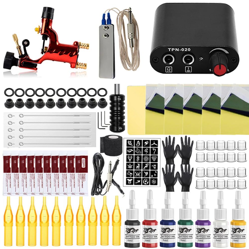 Set, Tattoo Power Supply, Agulhas, 20Ink, Iniciante