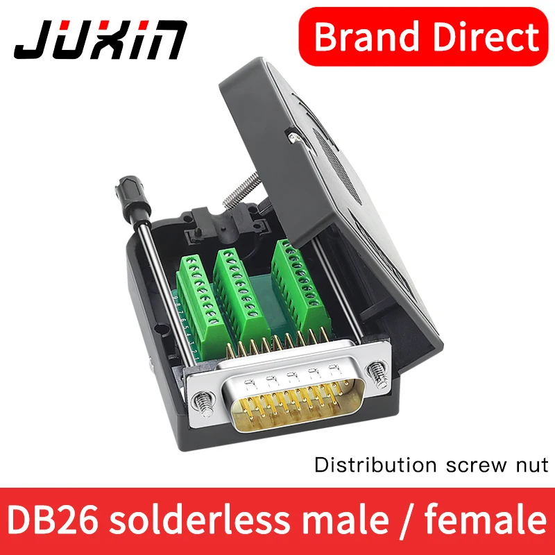 

DB26 Female Solderless Breakout Connector, RS232 D-SUB Serial To 26 Pin Port Terminal Solderfree Adapter with Case Accessories