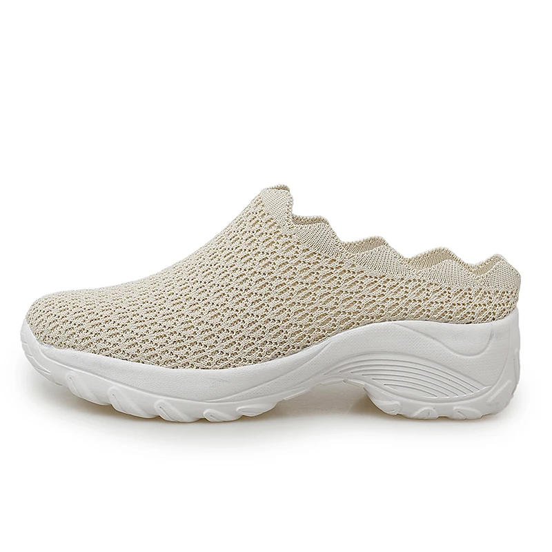Women Slip On Half Platform Flats Breathable Mesh Casual Shoes women shoes women flats casual shoes