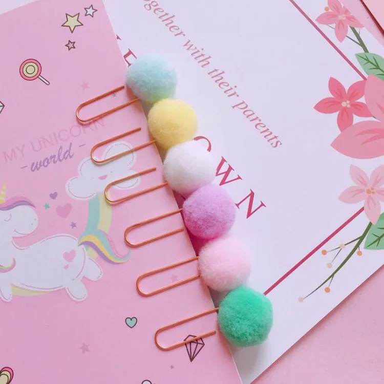 

240 pcs/lot Creative Hairball Bookmark For Book Cute Binder Clips Notes Letter Paper Clip Office school Supplies