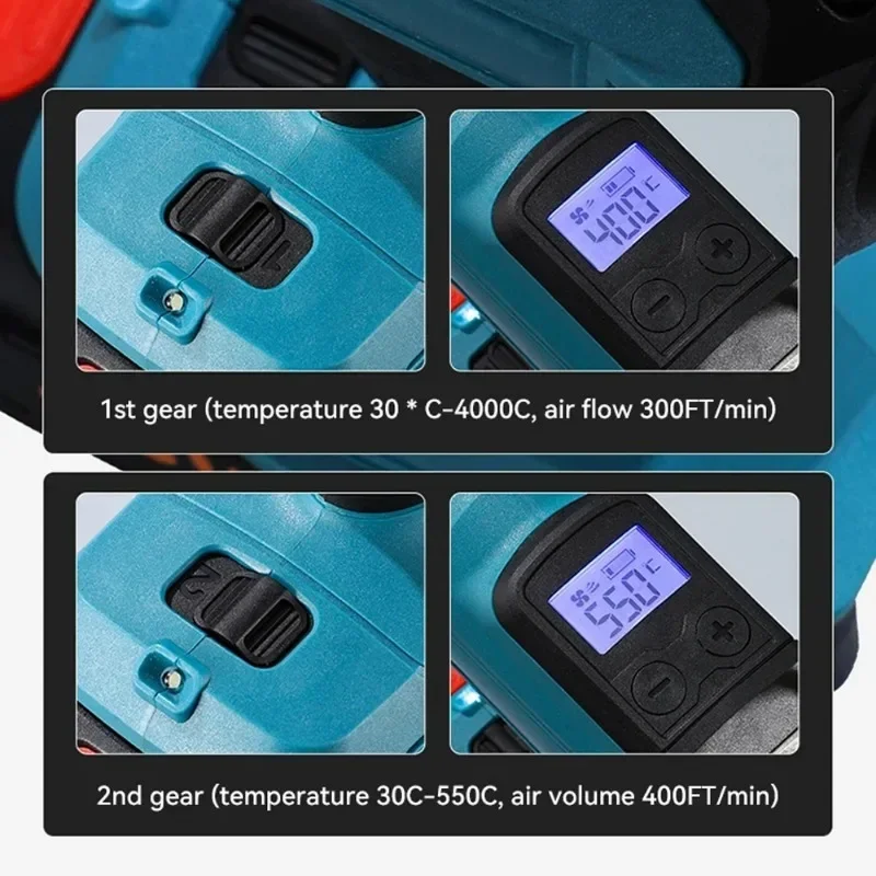 New Digital Display Hot Air Gun 18V Hot Air Blower Wireless High Power LED Display Shrink Wrap Tool Air Dryer Welding No Battery 4