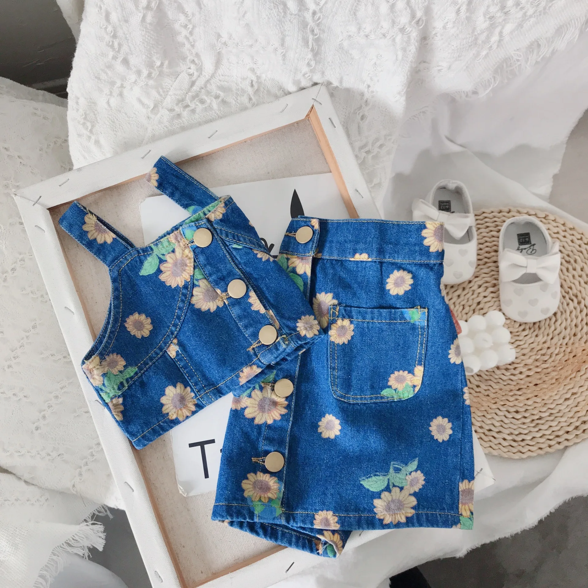 

2023 Summer New Arrival Girls Fashion Floral 2 Pieces Suit Top+skirts Kids Sets Kids Clothing