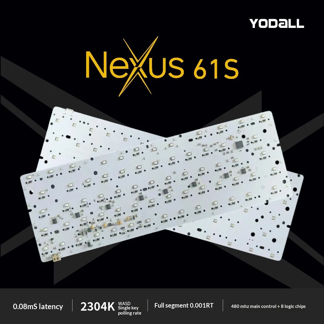 YODALL Nexus61S 마그네틱 홀 이펙트 게이밍 PCB 0.08ms RT 0.001 ADC 다이렉트 연결 PCB(2304Hz 스캔 ARGB 포함) 커스텀 키보드용