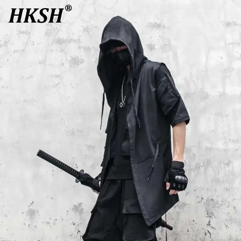 HKSH Spring Autumn New Male Tide Dark Punk Hip Hop Trench Hooded Cape Retro Gothic Sleeveless Coat Streetwear Windbreaker HK2368