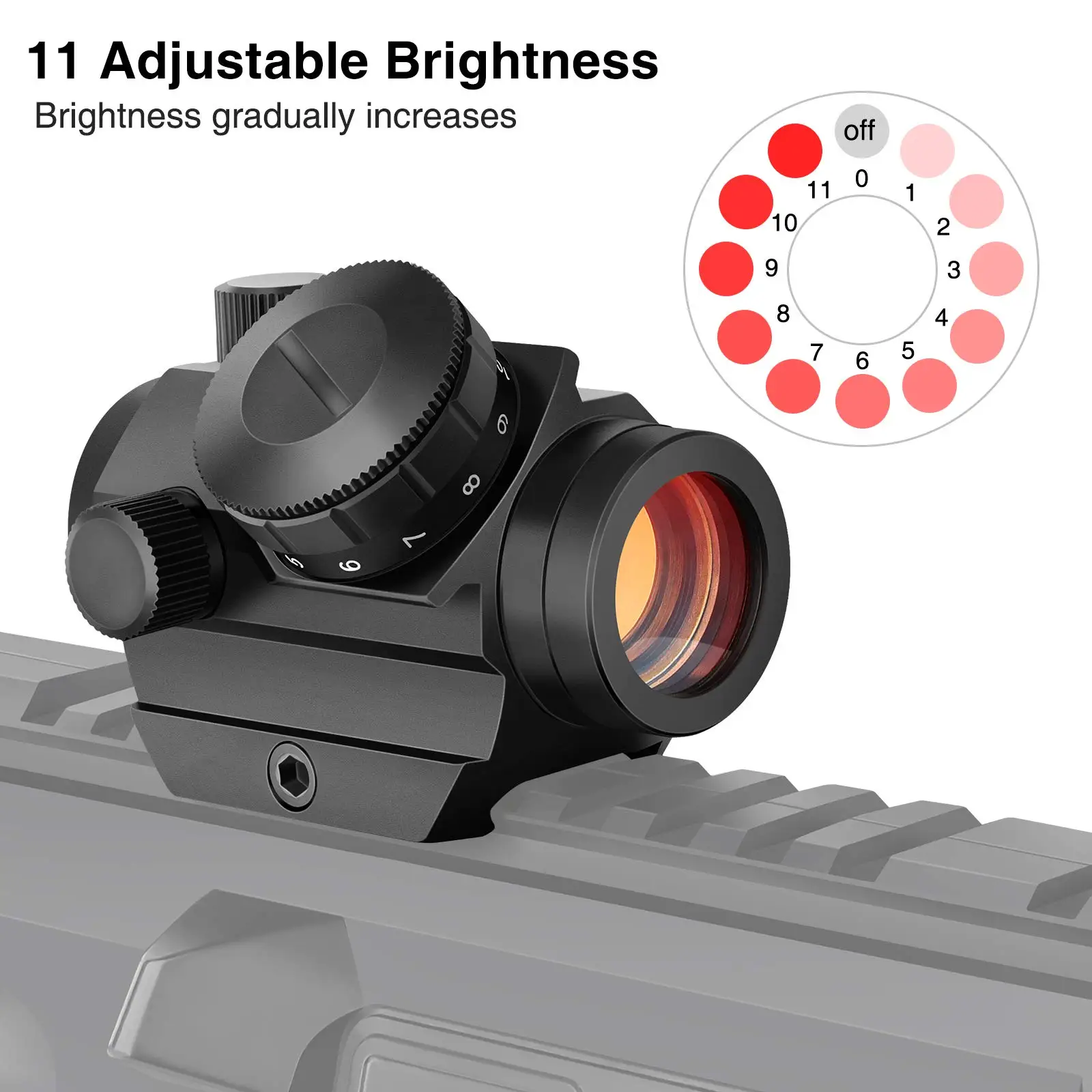 MidTen Riflescope 1x25mm 2MOA Red Dot Sight Waterproof Shockproof Fog-Proof with 1 inch Riser Mount Alumin
