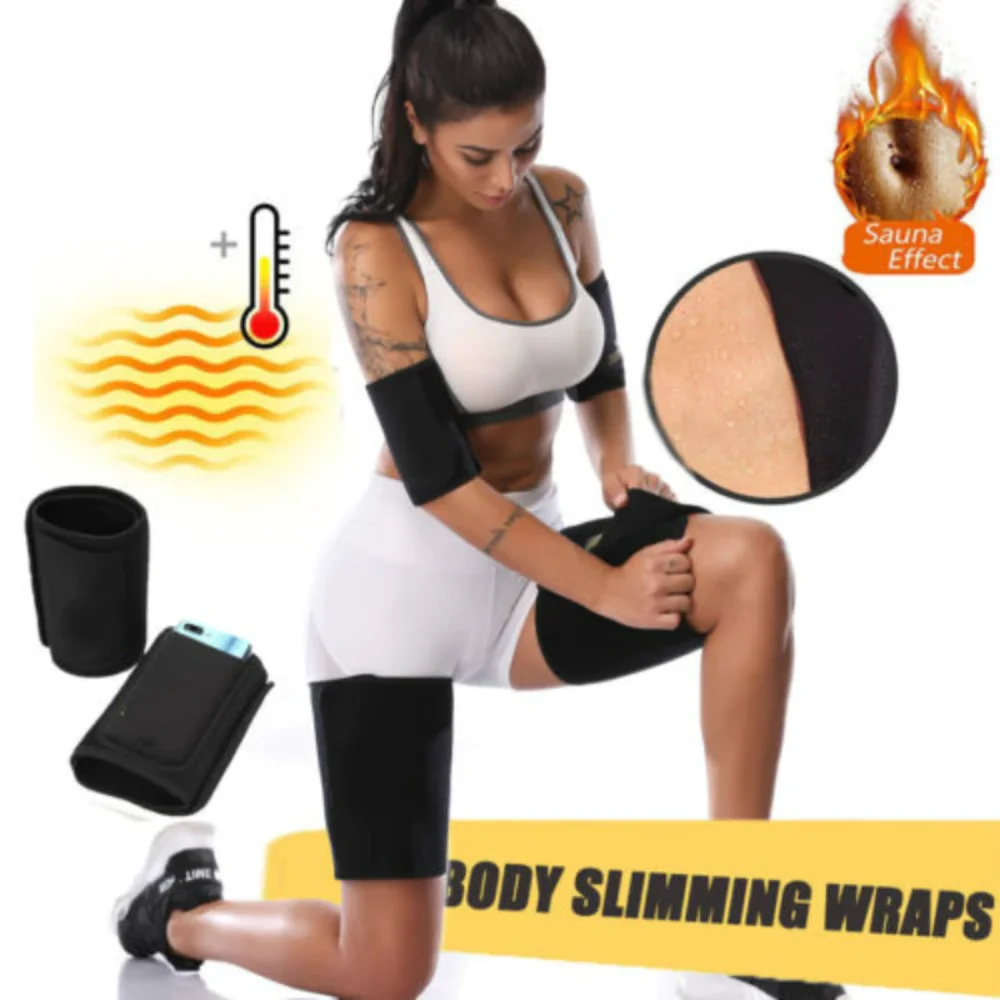 2 PCS Legwarmers Sauna Sweat Thigh Calories off Warmer Slender Slimming  Legs Fat Burner Thermo Neoprene Compress Support Belt