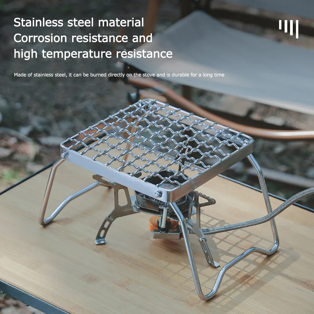

Portable Stainless Steel Camping Grill Grate Gas Stove Stand Outdoor Wood Stove Stand Multifunctional Folding Campfire Grill