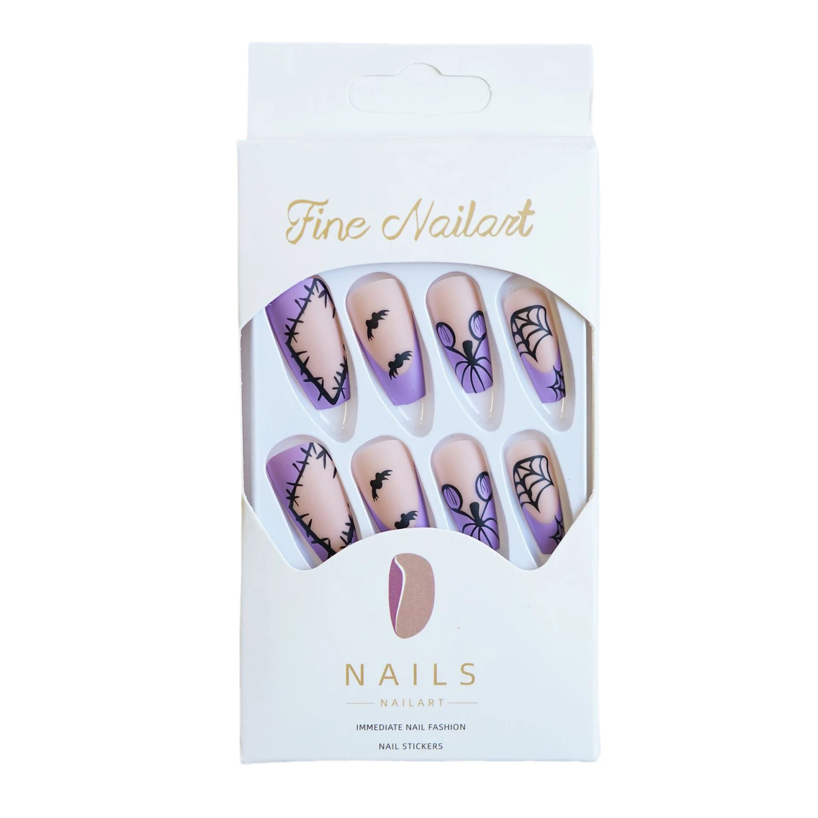 

Frosted Halloween Press-on Nail Bright Color Stylish Color Matching Fake Nail for Hand Decoration Nail Art