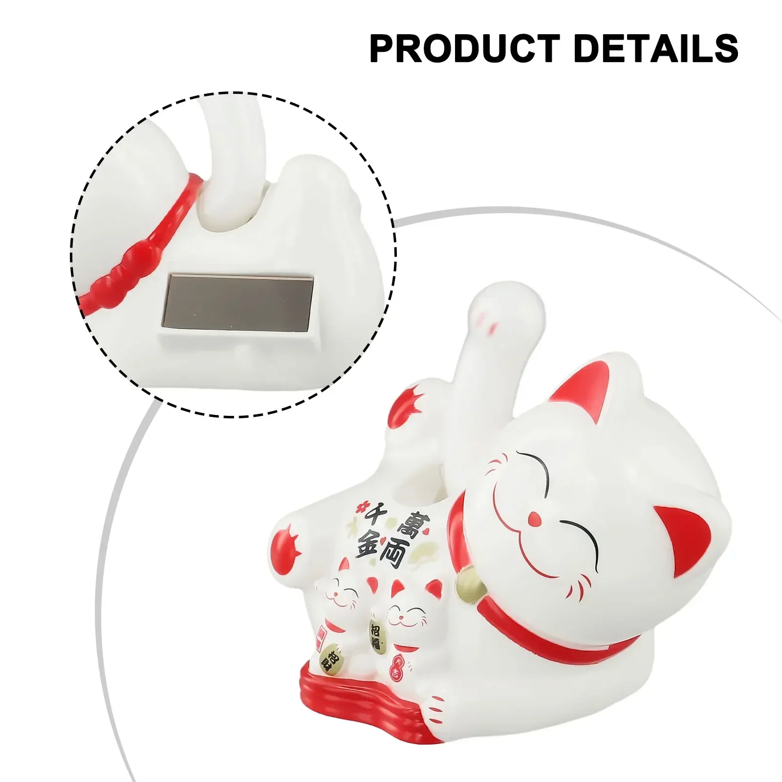 Maneki Neko Agitante In Ceramica - Gatto Portafortuna Giapponese Con Movimento Oscillante Per Decorazione Casa - Foto 4