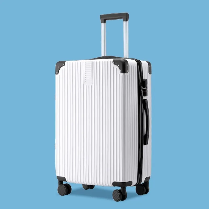 Trolley Style White Travel Suitcase w/ Wheels & Lock / 20", 