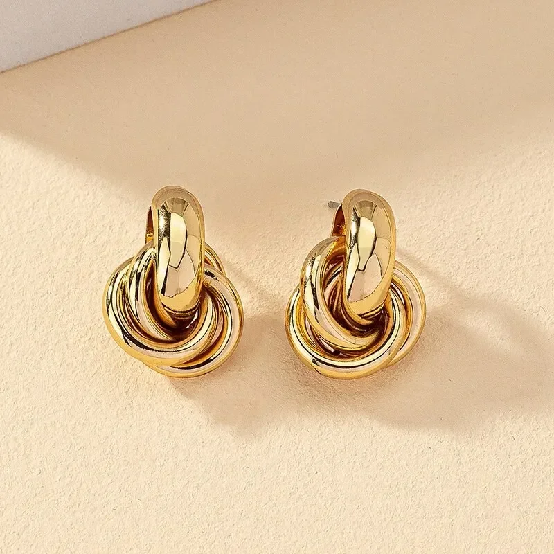 Knot Hoop Earring For Women Shiny Plating Trendy Earring Stud Cute Daily Wear Jewelry Gold SIlver Color
