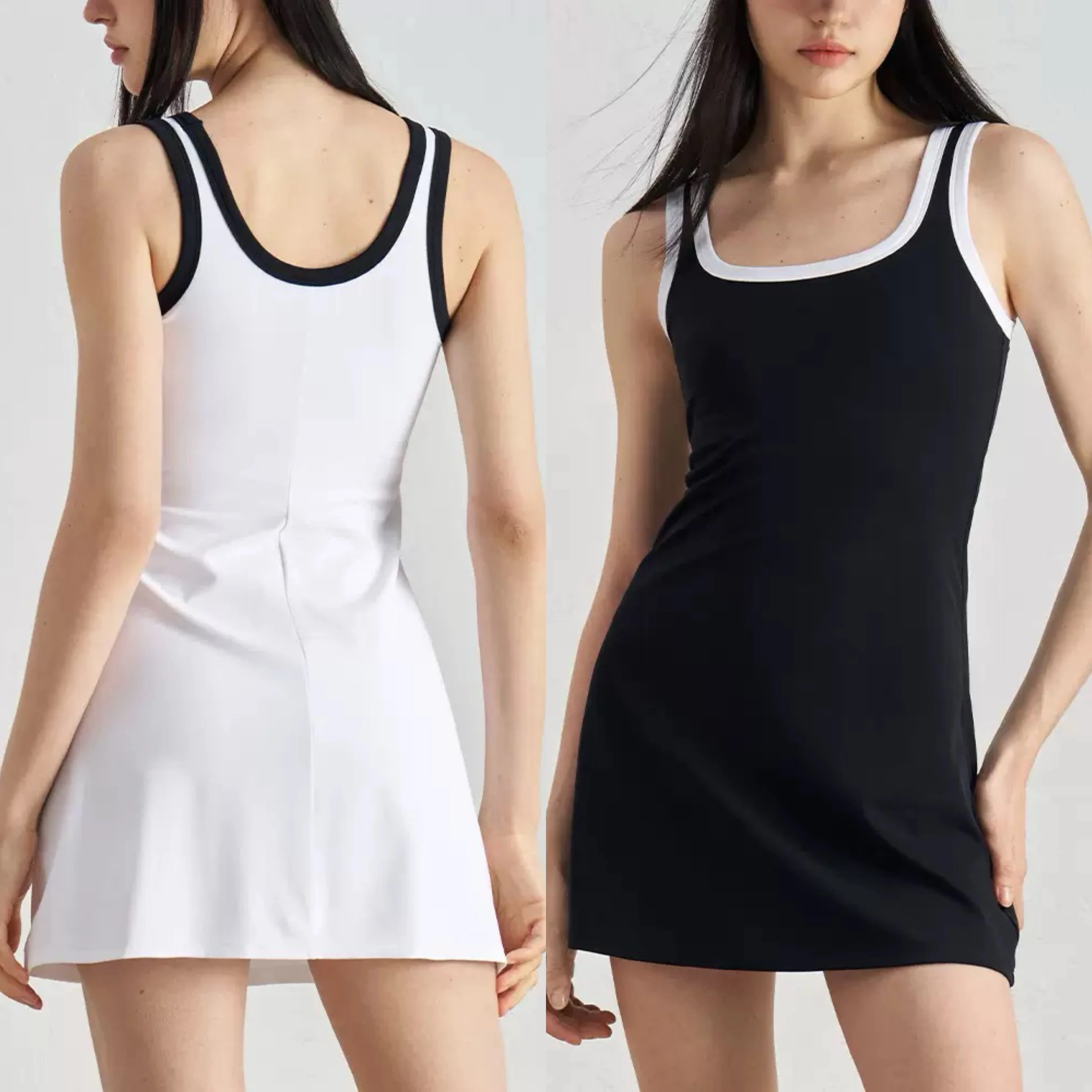Tennis Dress For Women Built In Shorts&Chest Pads Alethtic Dresses Sleeveless Slim Fit Casual Dress Female Outfits Golf Skirts