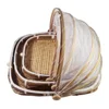 Hand-Woven Bamboo Food Serving Tent Basket Tray Fruit Vegetable Bread Storage Basket Kitchen Outdoor Picnic Mesh Net Cover 2