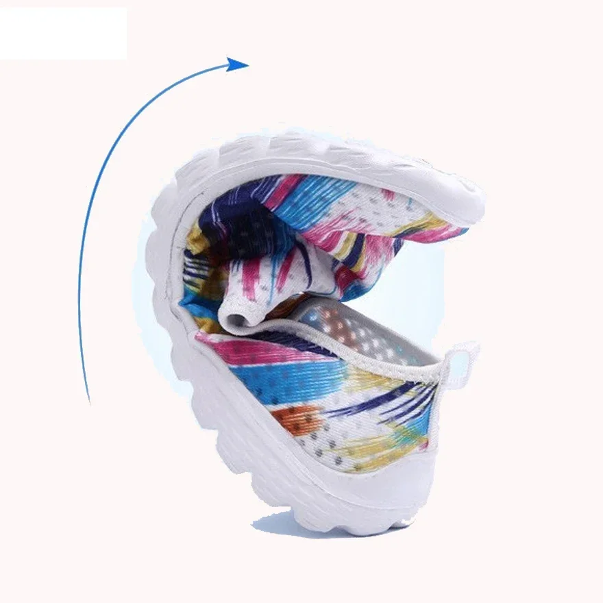 Summer Women Mesh Flat Shoes Comfort Walk Female Slip-on Footwear Black Cat Pattern Breathable Lady Beach Flats