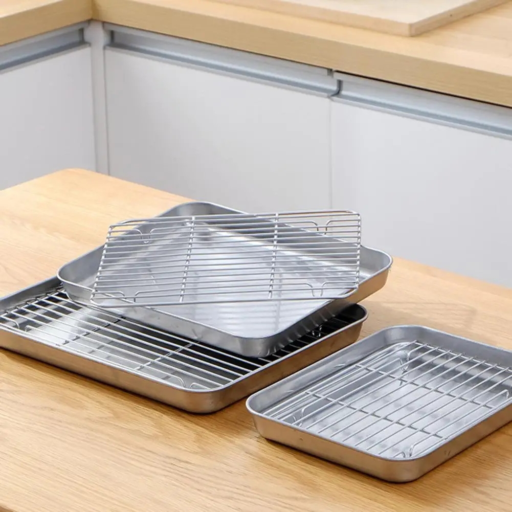 BakingPanSetDrainingTraySetStainlessSteelOvenBakingPanGrill