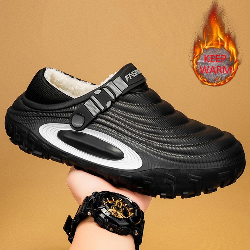 Men Slippers winter Flat Sole Home Slippers for Women Man Warm Trend Slides Couple Light Cotton Shoes Waterproof Garden Shoes