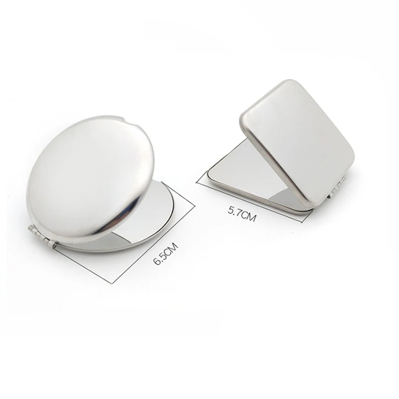 1pcs Portable Women Stainless Steel Makeup Mirror Hand Pocket Folded-Side Cosmetic Make Up Mirror Small Various Shapes 5