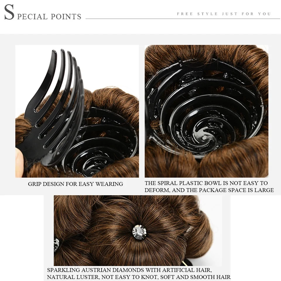 H&STAR Synthetic High Temperature Fiber Chignon Nine flowers Hair  Curly  Hair Bun Donut Clip In Hairpiece  For Womans
