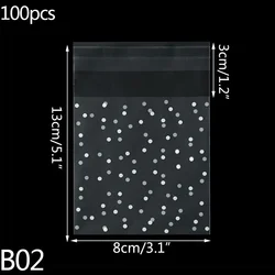 Festive Polka Dot Frosted Gift Pouch Bags - 100 Piece Set for Christmas Party Packaging and Events (8X10)