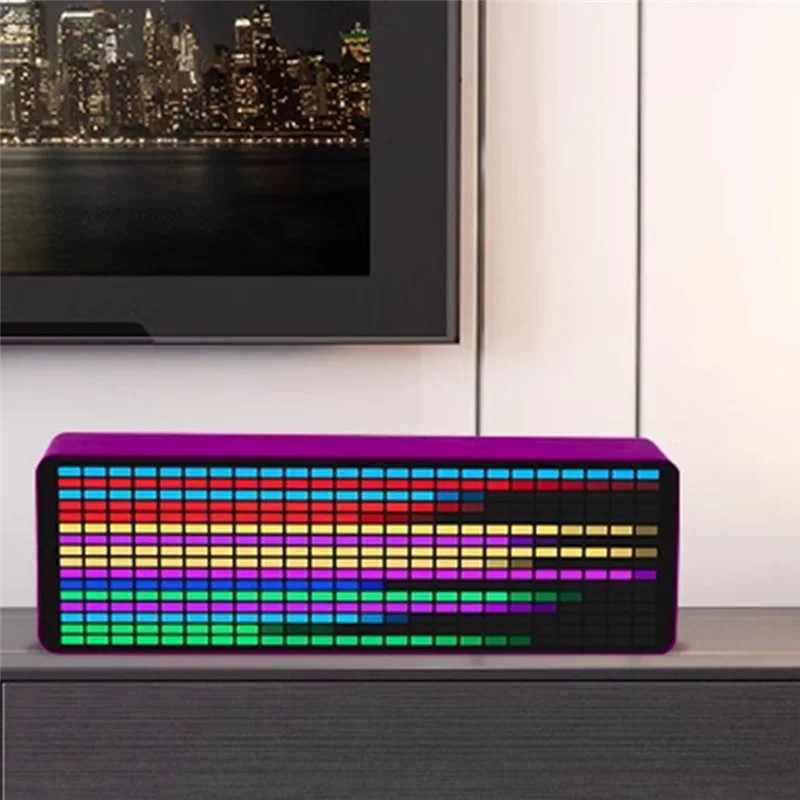 컬러 LED 음악 스펙트럼 전자 시계 사운드 제어 리듬 라이트 1624 RGB 픽업 분위기 레벨 표시기, 보라색 내구성