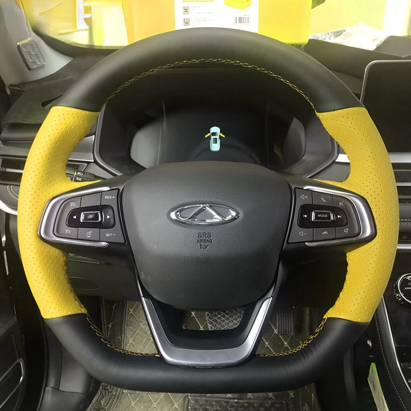 

Leather hand sewn steering wheel cover For CHERY Tiggo 8/3 ARRIZO 5 Pro ARRIZO GX Anti-skid comfort