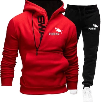 Ensemble de sweat à capuche décontracté pour hommes, pull zippé, pantalons de survêtement, mode masculine, automne, hiver, S-4XL