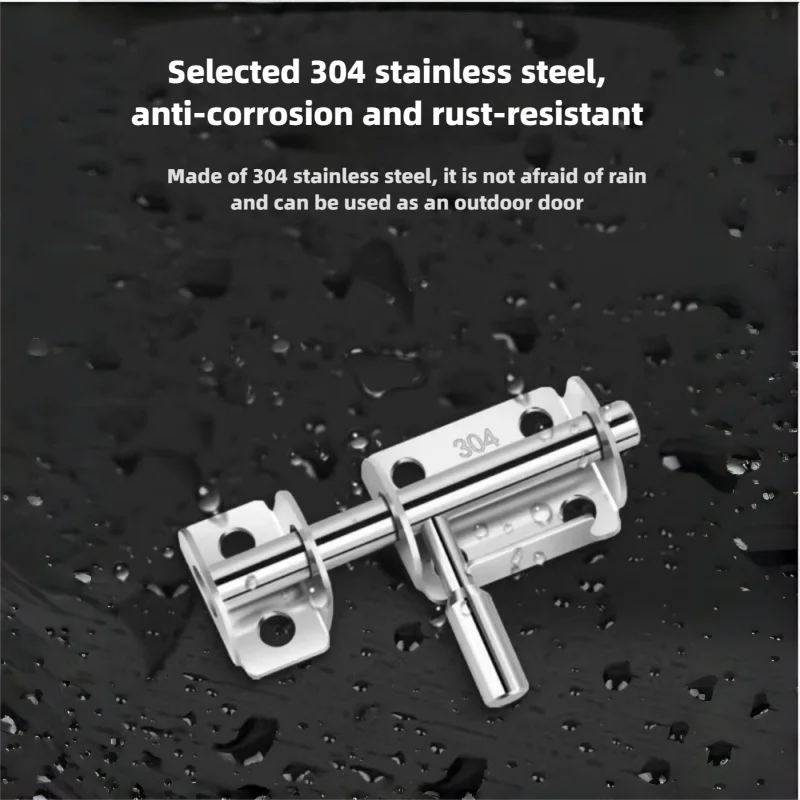 สลักประตูสแตนเลสแบบแข็ง ล็อคแบบเลื่อน ตัวล็อคประตู ฮาร์ดแวร์สำหรับบ้าน ประตูรั้ว ล็อคประตูห้องน้ำเพื่อความปลอดภัย 1