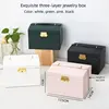 1pcs Multi Functional Three Layer Leather Drawer Style Jewelry Box Earrings Earrings Lock Jewelry Box 6