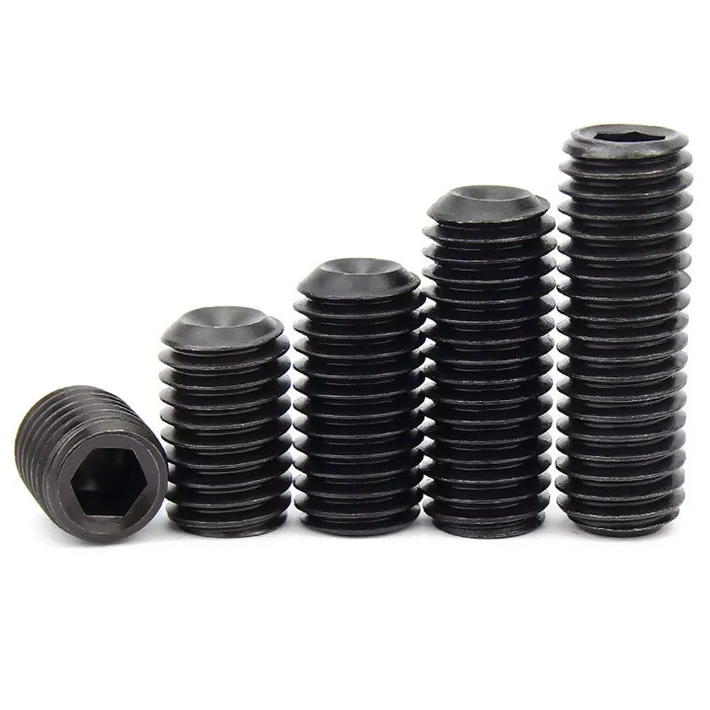 Yiqianyuan 1/4'' 5/16'' 3/8'' UNC UNF DIN916 등급 12.9 합금강 육각 소켓 고정 나사 (컵 포인트 헤드리스 그럽 볼트 포함)