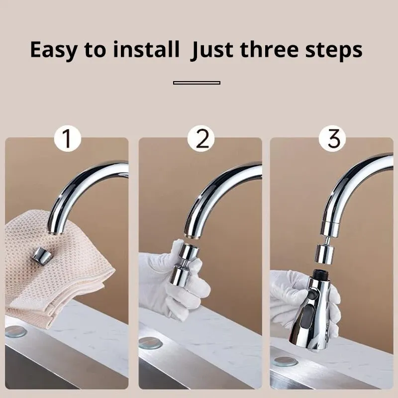 Faucet Extender Metal Alloy Three Modes Water Saver
