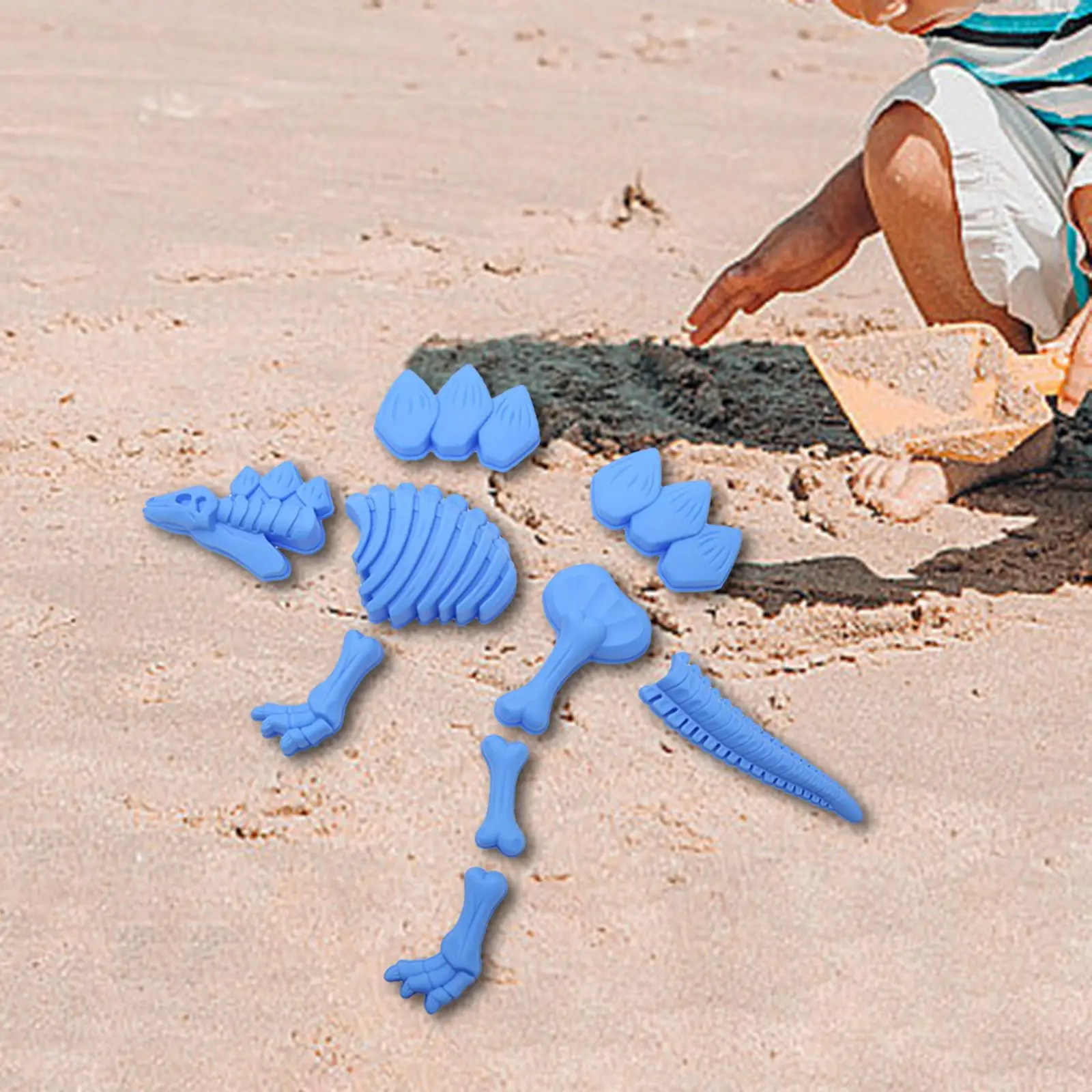 

9 Pieces Play Sand Skeleton Dinosaur Toys Party Favors Fossil Skeleton Beach Toy Set for Age 2 3 4 5 6 8 Boys Girls Children