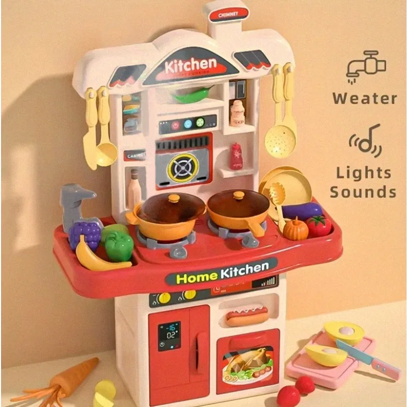 Pretend Kitchen Toys Kitchen Toys Realistic Pretend Play Cooking Toy for Kids Chef Playset Kitchen Accessories Lights & Sounds for Toddles Girls Boys Ages 3+