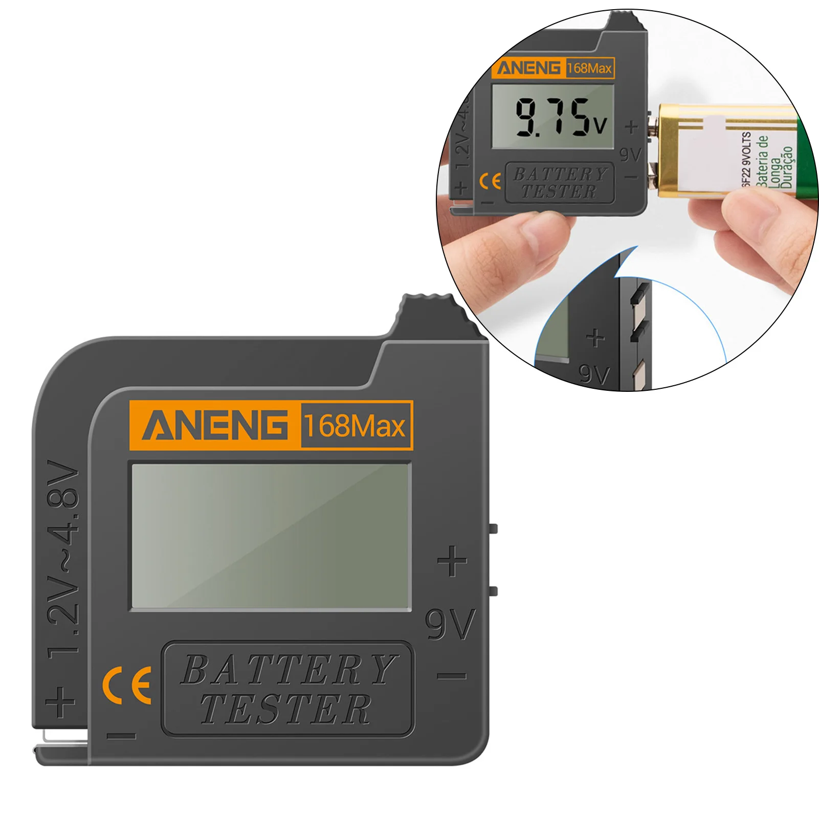 168Max Digital Lithium Battery Reader Capacity Tester Universal Test Checkered Load Analyzer Display Check AAA AA Button Cell |