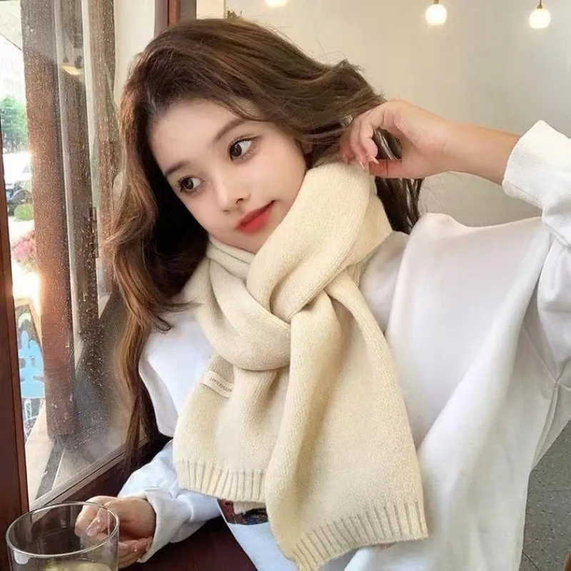 2024 New Knitted Red Scarf Women Winter Simple Classic Solid Color Wraps Men Couple Scarf New Soft Warm Thermal Wool  Muffler 4
