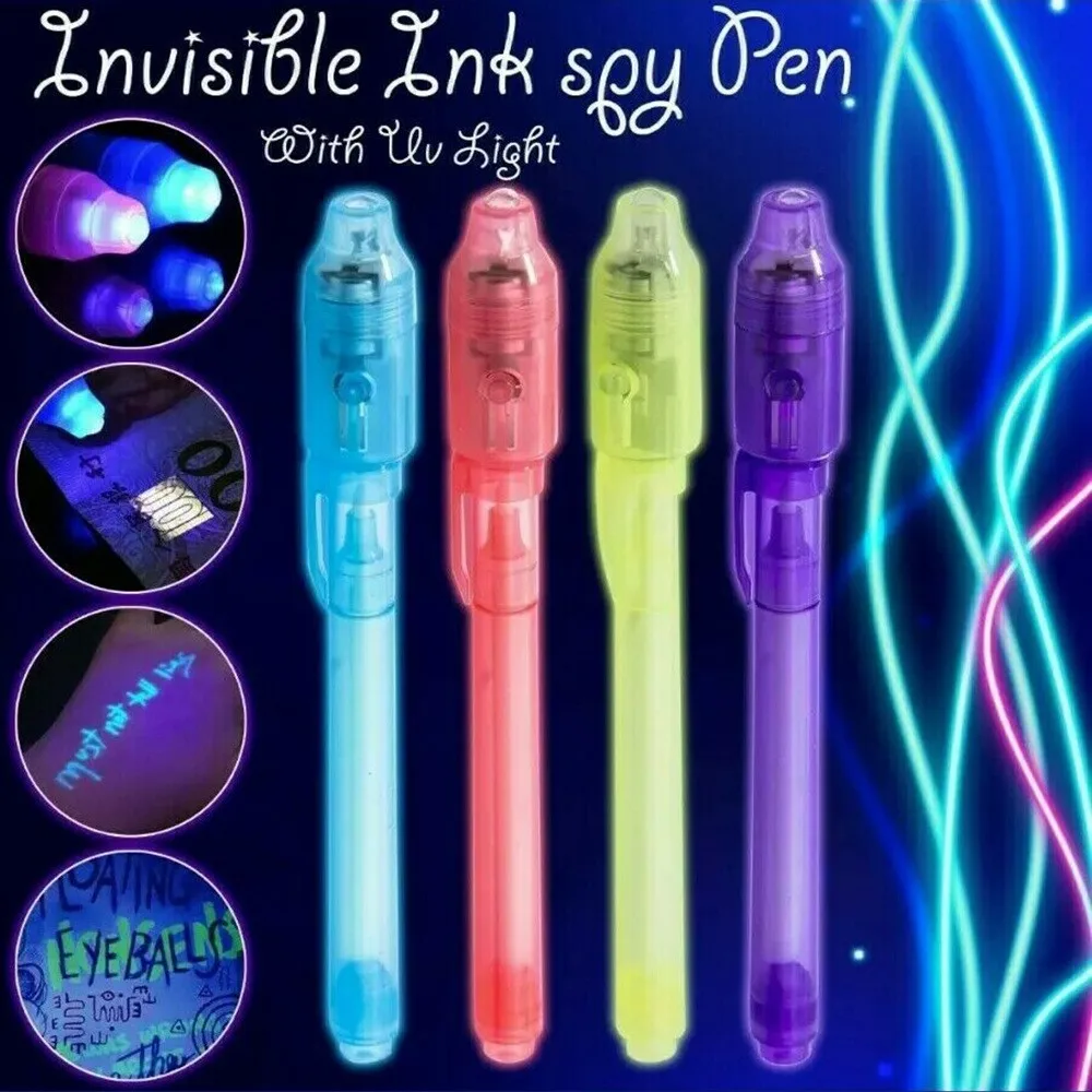 Invisible Ink Pens with UV Light for Kids, Spy Magic Secret Message Party Marker Disappearing Secret Markers