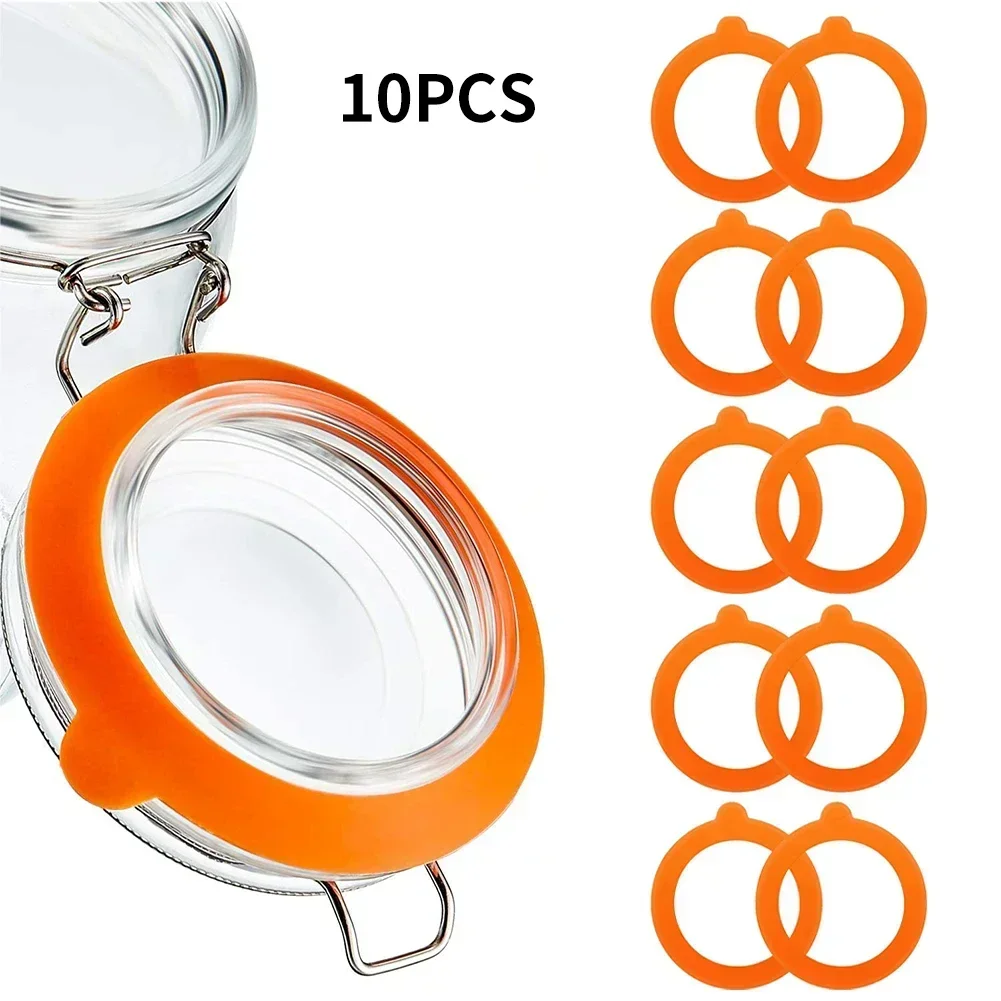10pcs Silicone Jar Gaskets Replacement Airtight Rubber O Rings Leak-proof For Food Storage Sealing Lids Glass Can Masons Jars