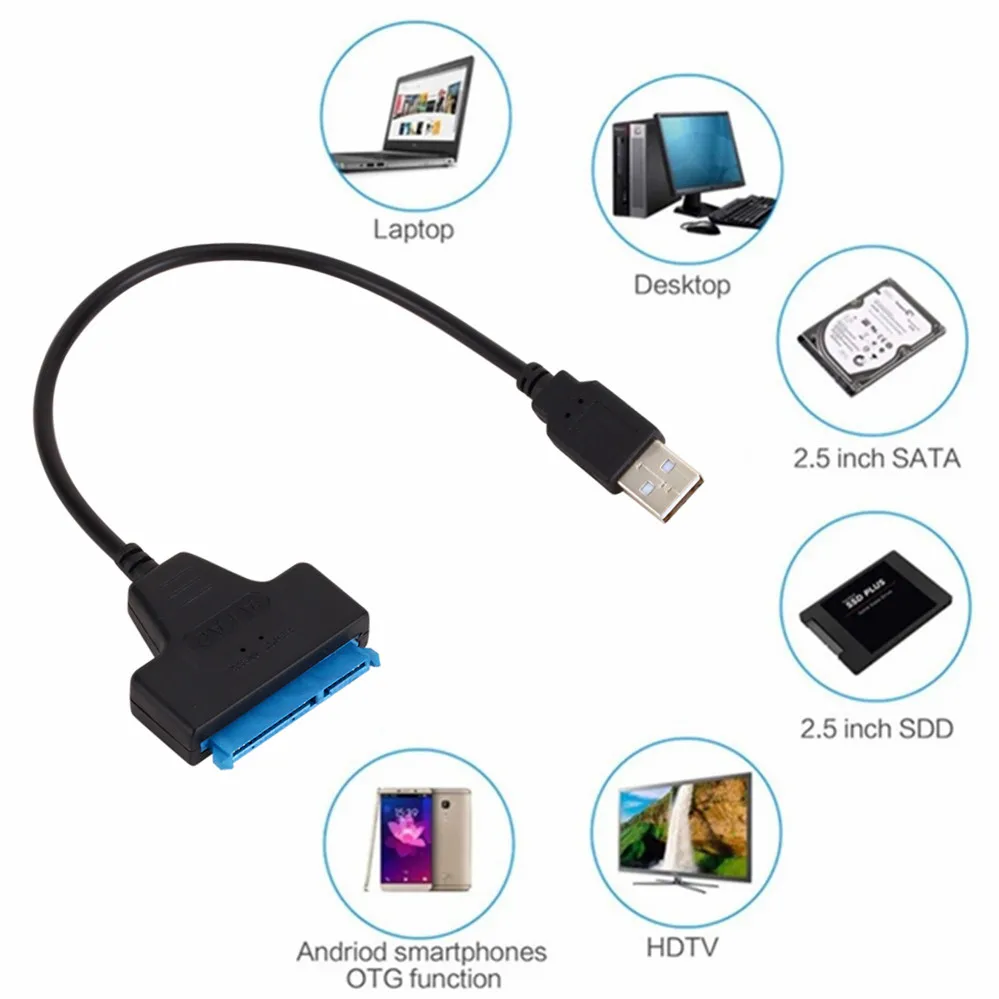 USB 2.0 3.0 SATA 3 Cable Sata To USB 2.0 Adapter Up To 6 Gbps Support 2.5 Inch E