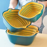 8PCS Kitchen Sink Vegetable Drainer Fruit Basket for Multifunctional Stackable Fruit Washing Basin Vegetable Drain Basket Basin 1