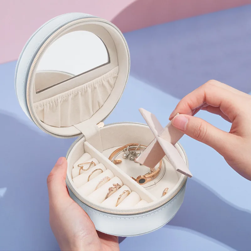 

Portable Travel Jewelry Box Mini Organizer Storage Case For Ring Earrings Necklaces Bracelets Jewelry Packaging Display Supplies