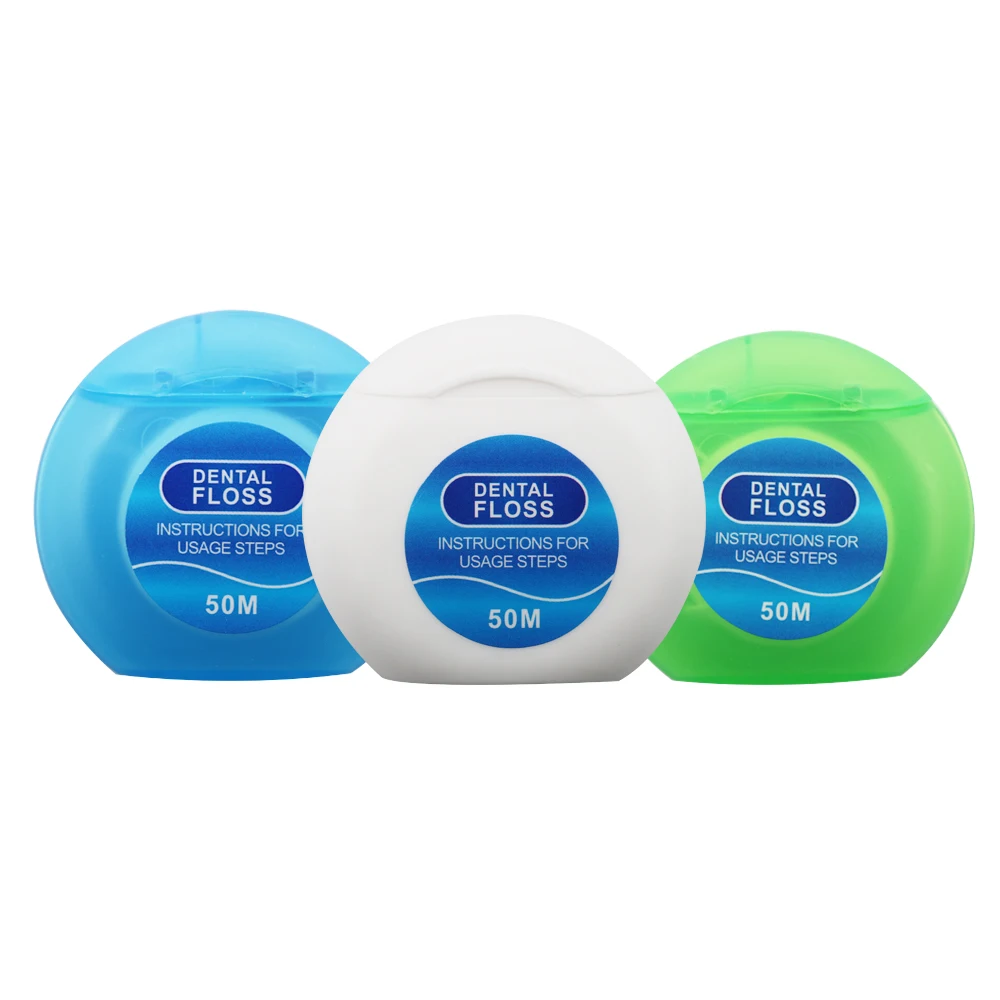 6Packs 50M Portable Dental Floss Waxed Mint Flavored for Thoroughly Clean in Tight Area 6