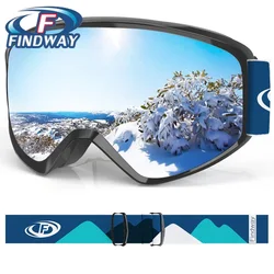 findway Kids Ski Goggles OTG Anti-Fog winter Snowboard glasses with 100% UV Protection Lens for Age 8-14 Boys Girls children