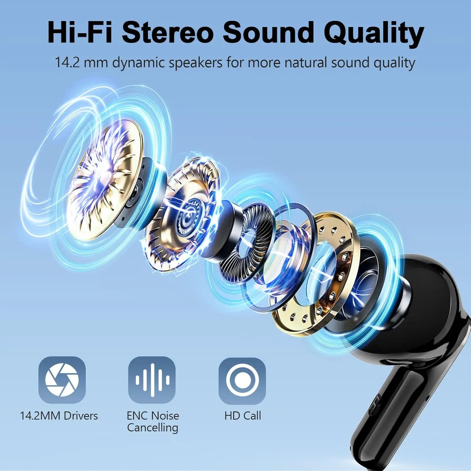Ultra Lightweight In-Ear Earbuds with Smart LED Display Case and 50H Extended Playtime for Enhanced Audio Experience