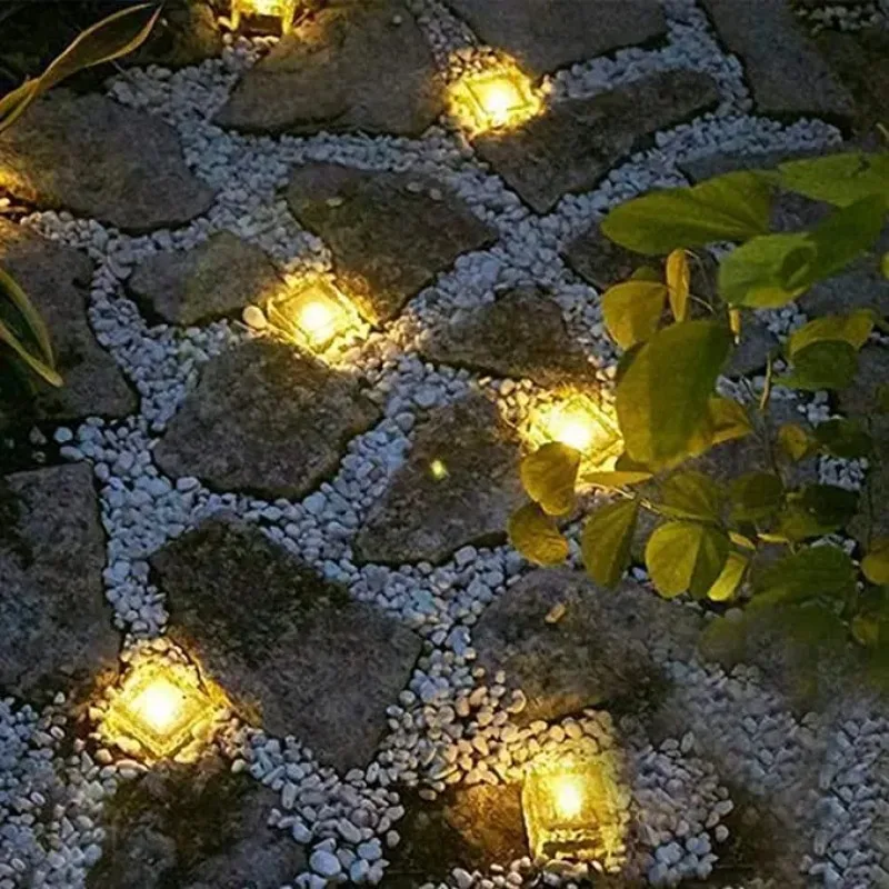 4/6 LED Outdoor Waterproof Garden Pathway Floor Glass Solar Ice Cube Brick Paver Rock Landscape Led Lamp Lights for Festival solar lights solar landscape lights solar pathway lights garden lights