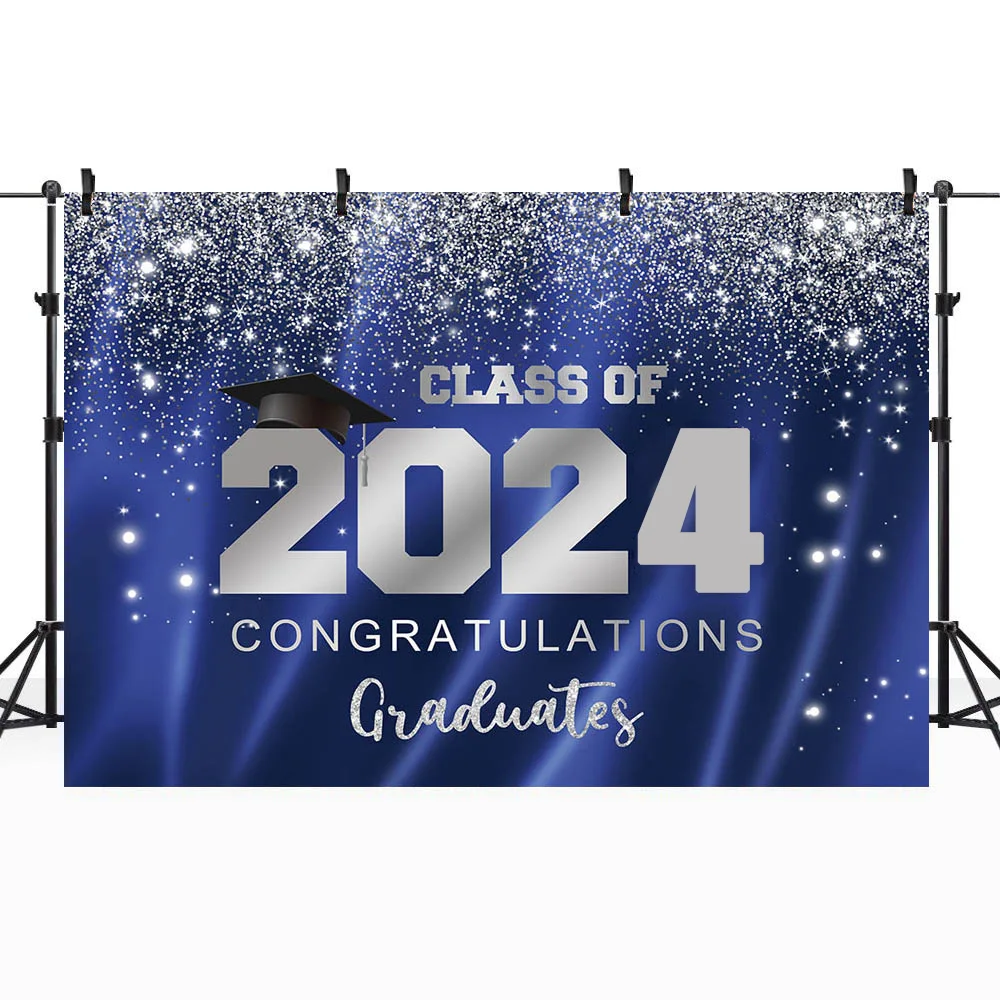 2024 Graduation Gala Sparkling Background Congratulations Graduation Gala Party Decoration Banner Group Photo selfie Background