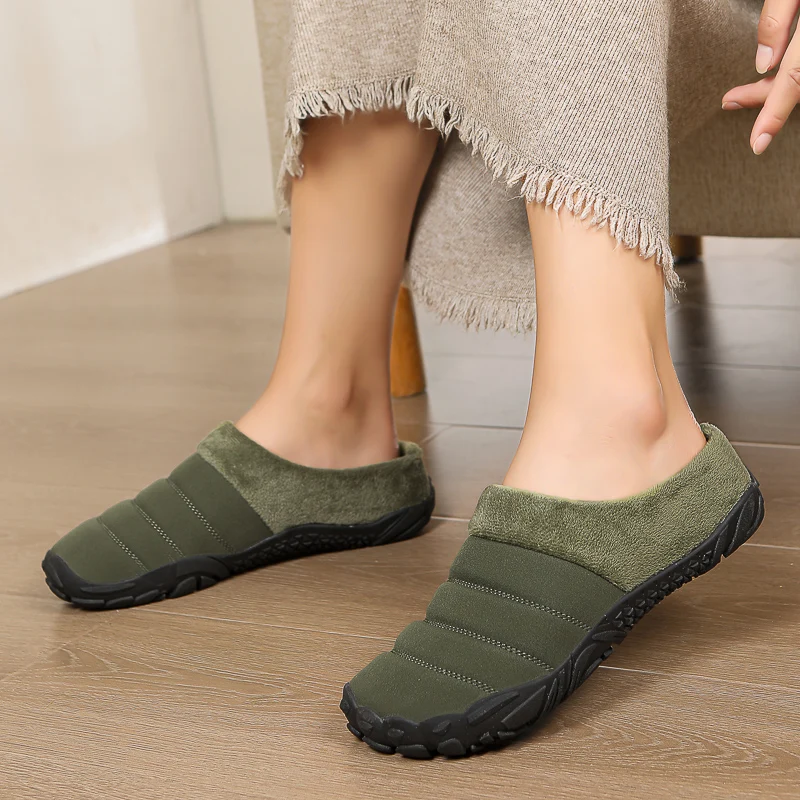 New Couple Outdoor Cotton Slippers Indoor Non-Slip Waterproof Plus Velvet Warm Cotton Slippers 4