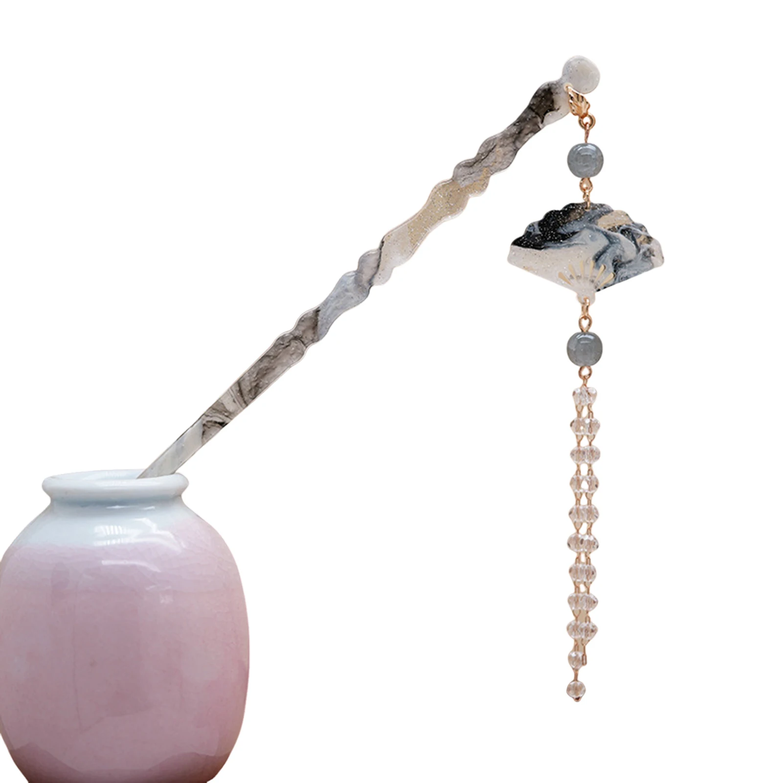 Chinesische Tuschemalerei Quaste Haarnadel Neue Hanfu Haarschmuck für Frauen Traditionelle Haarstäbchen Alten Stil Haarspangen – Detail 2