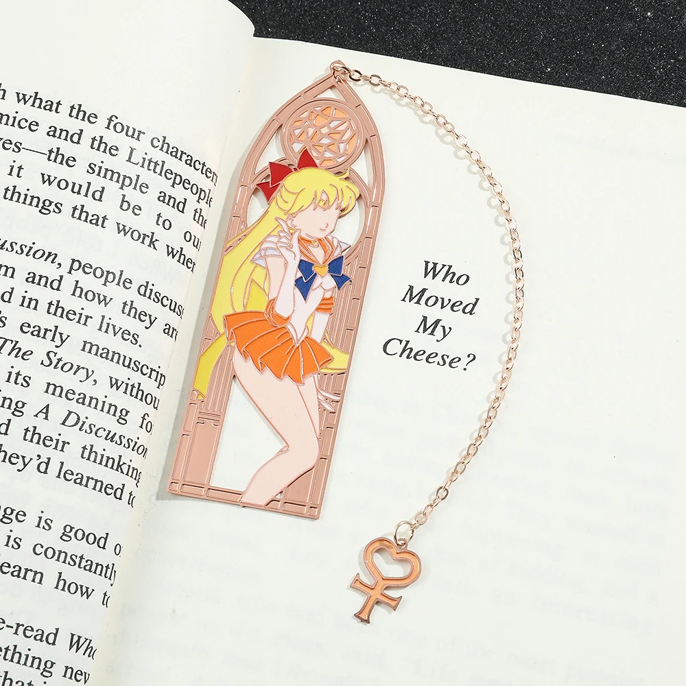 Anime Sailors Moon Sweet Figure Metal Bookmarks for Women Girls Fans Collection Page Mark for Books Lover Reading Supplies Gifts