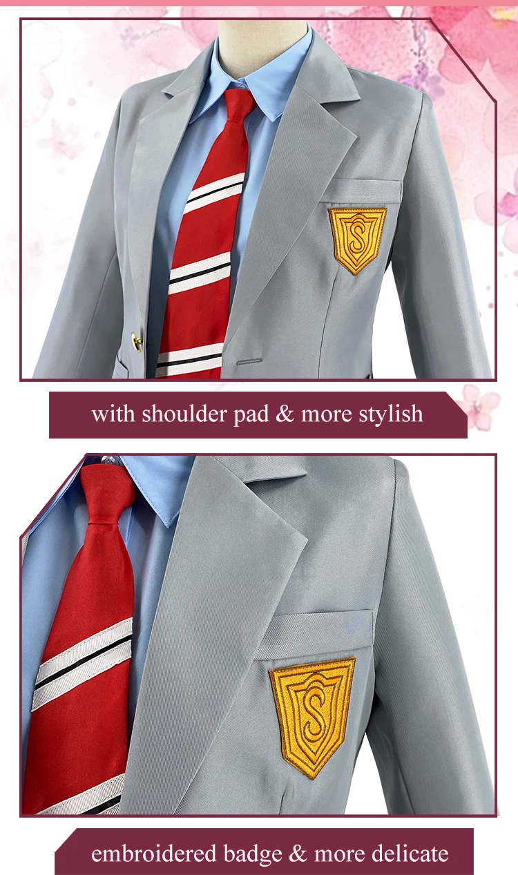 Anime Dein Lüge im April Cosplay Kaori Miyazono Schuluniform Kostüm Halloween Kostüm für Frauen 4