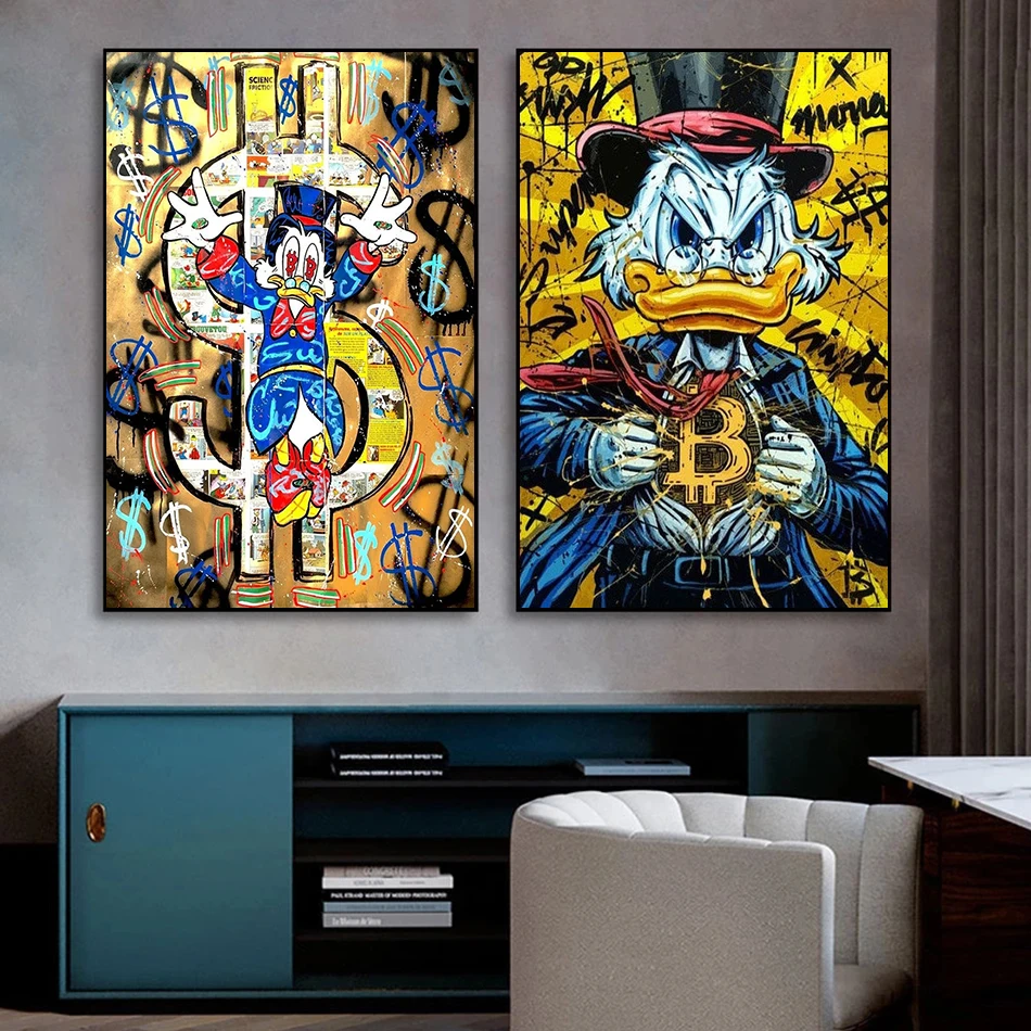 Disney Donald Duck Canvas Painting B Bitcoin Money Crypto Rain Canvas  Painting Graffit Posters and Prints Wall Art Pictures Gift - AliExpress
