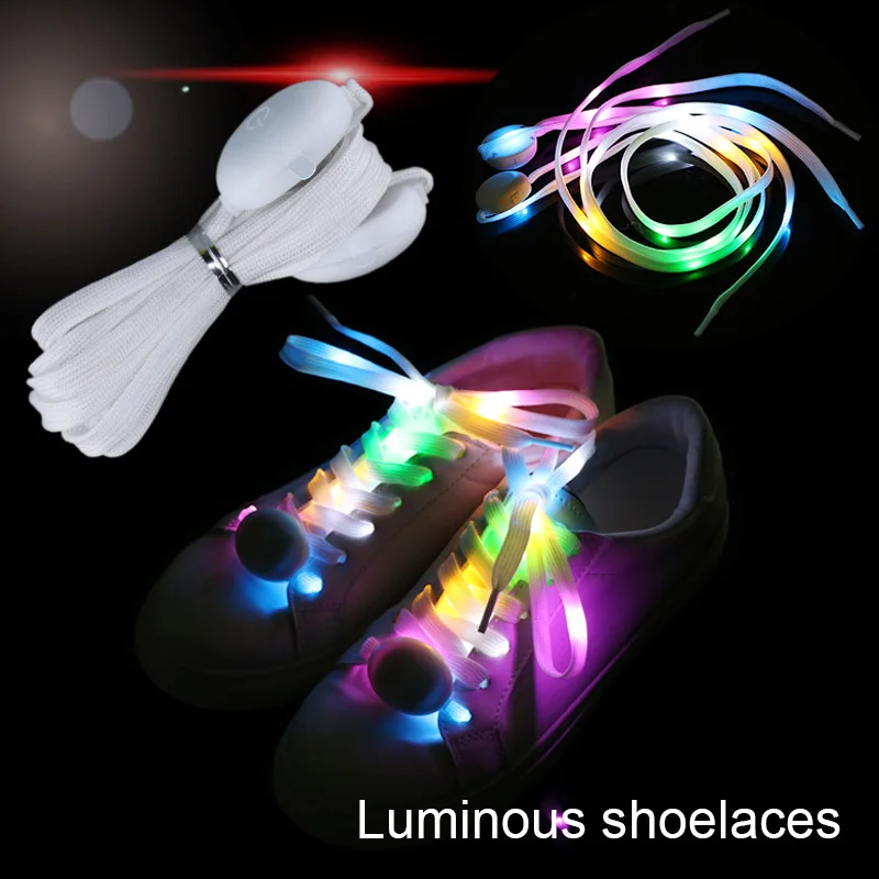 

1Pair No Tie Lazy LED Sport Shoe Laces Luminous Shoelaces Glow Shoe Strings Round Flash Light Shoelaces Batteries Not Included